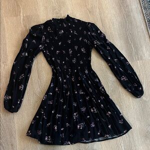 Wild Fable Black Floral Long Sleeve Dress